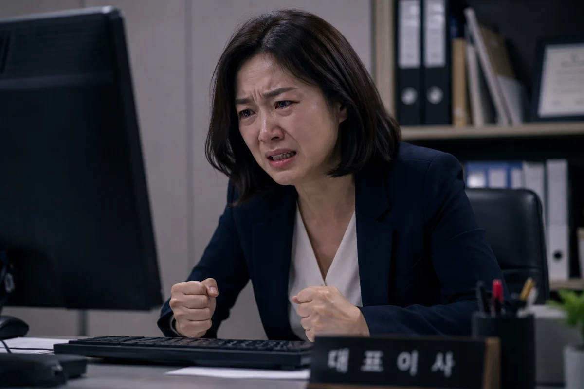 명예훼손 피고소인 공익성 주장|모니터를 보며 분노와 슬픔을 느끼는 대표이사