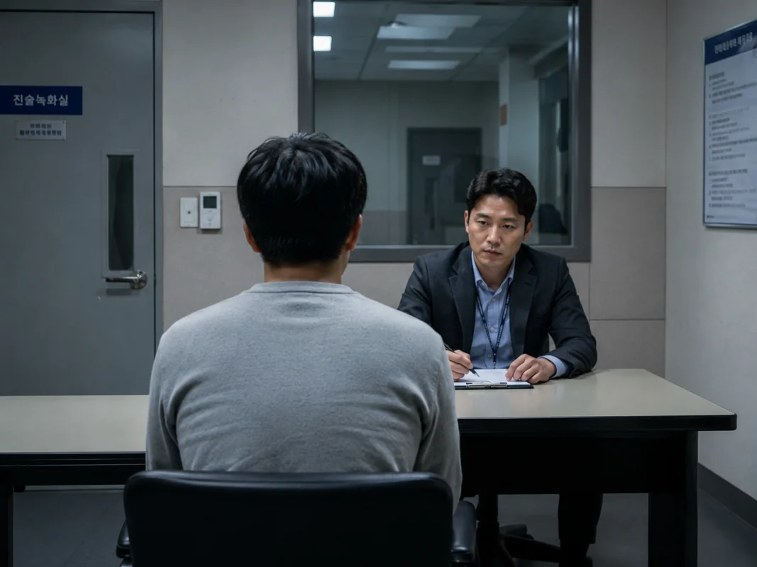 강남 준강제추행 구속영장, 영장심사에서 살펴보는 쟁점 6 강남 준강제추행 구속영장|진술녹화실에서 형사가 피의자를 조사하는 모습