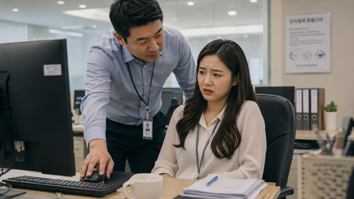 디지털 성범죄 변호사|직장 내 성희롱 및 괴롭힘 상황을 묘사한 사진